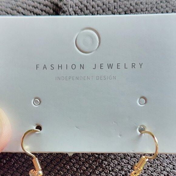 NWT Amazon Fashion Jewelry Blue/Gold Drop Dangle Earrings - Picture 10 of 10